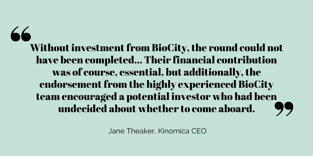 Jane Theaker, CEO of Biotech spin-out Kinomica quote
