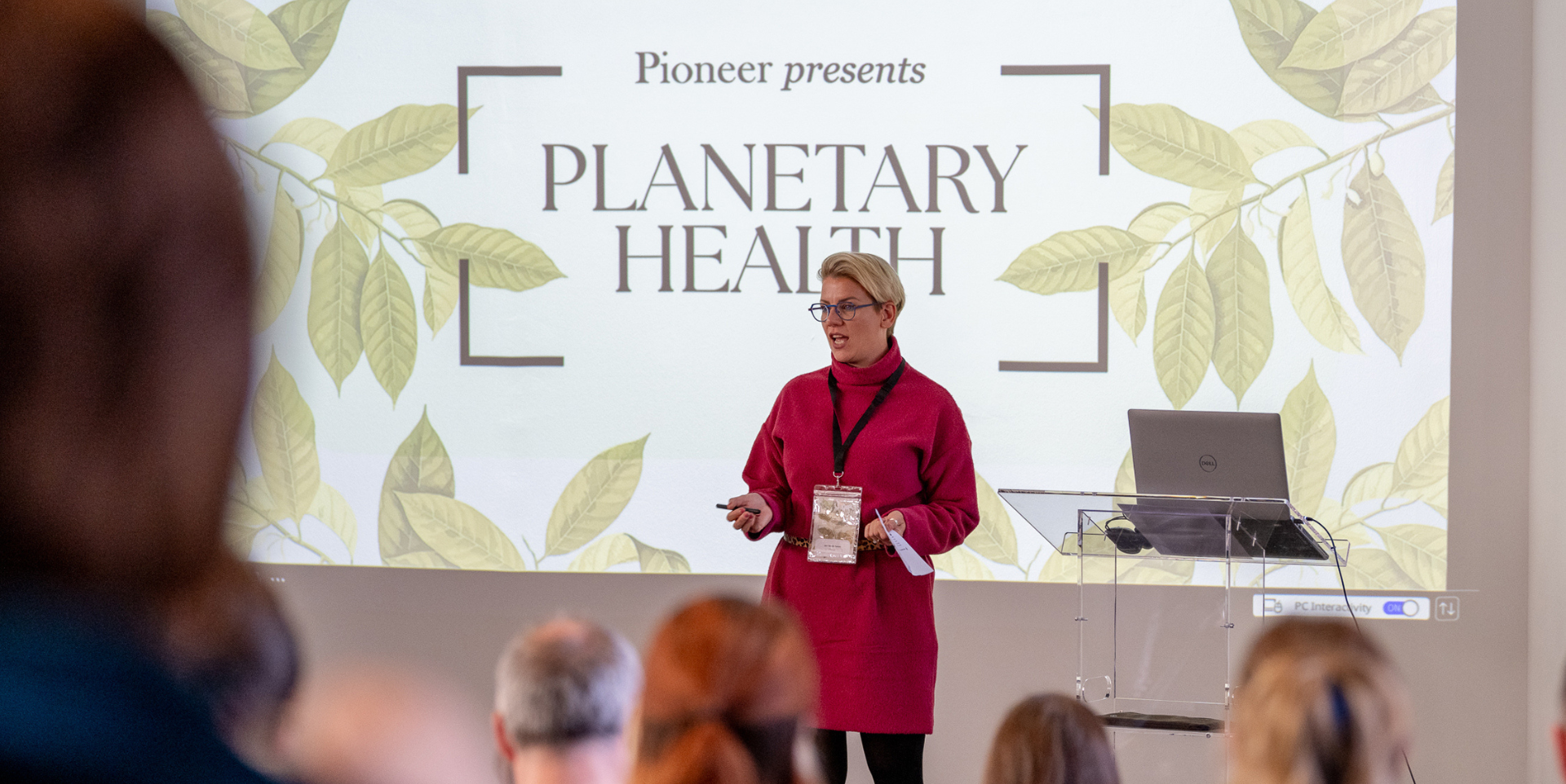 Life science events in the North East - Image shows Jen Vanderhoven presenting at the Pioneer Presents Planetary Health event