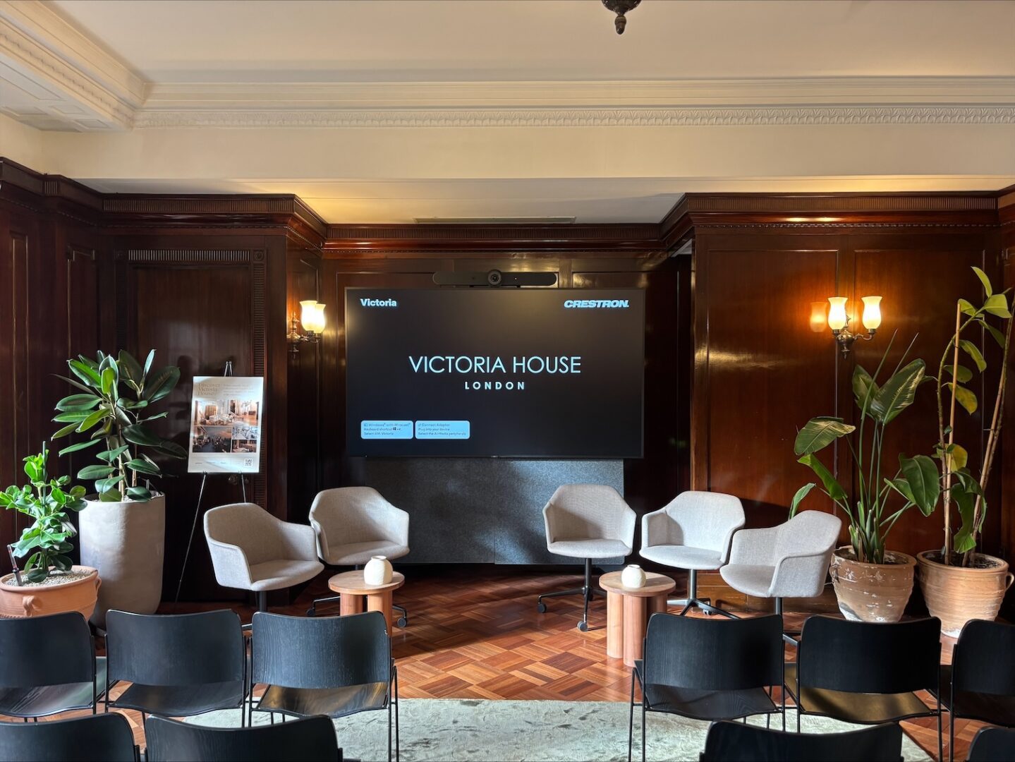 A meeting room at Victoria House transformed int a studio for a live recording of BioCentury This Week during London Life Sciences Week.