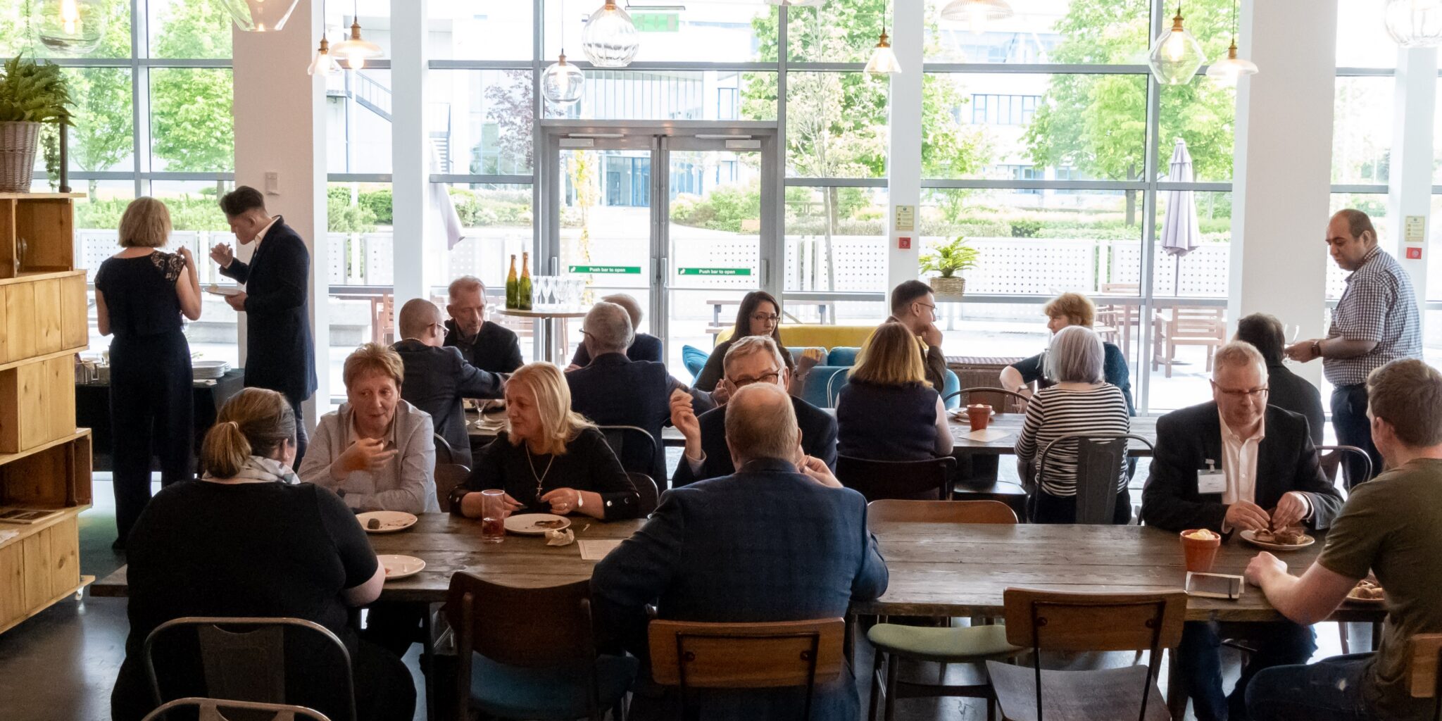 People networking at an event at BioCity Glasgow.